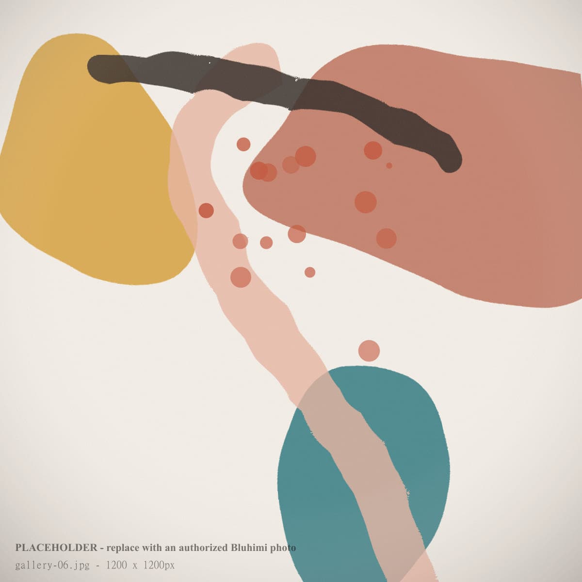Bold painting with coral and teal shapes
